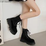 Black Vintage Western Denim Thick Sole Short Boots Autumn New Hot Sell Motorcycle Boots Platform Increase In Height Wome