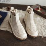 Letter Details Retro Chelsea Ankle Boots Mori Girl College Style Wild Soft Sole Women Boots Handmade Flat Casual Women's