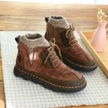 Handstitched Short Boots College Wind Plus Velvet Cotton Boots Mori Girl Literary Retro Warm Ankle Boots Wool Tube Women