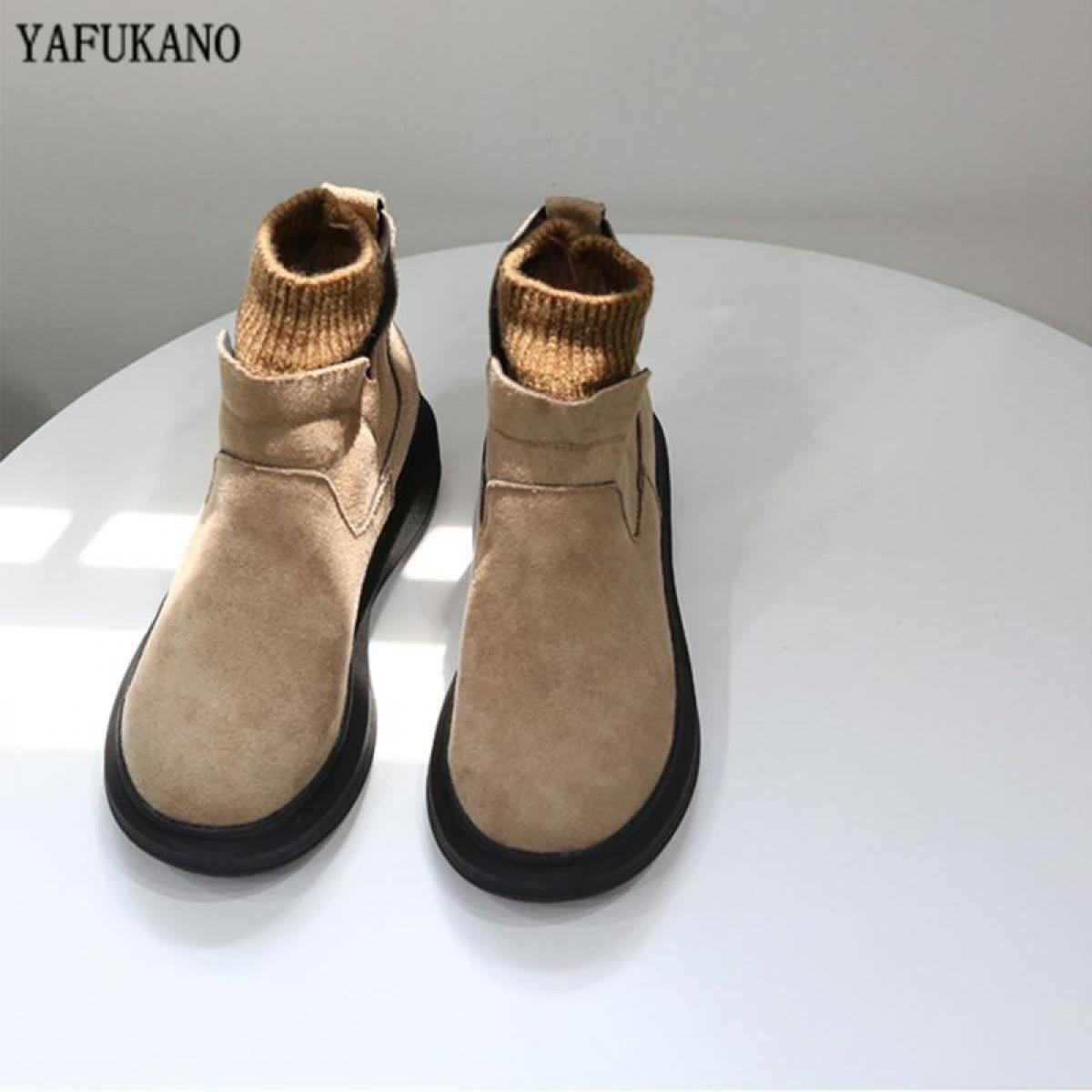 Mori Girl Literary Women Boots Retro Woolen Tube Round Toe Thicksoled Women's Ankle Boots Handmade Comfort Casual Short 