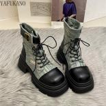 Retro Short Boots 2023 Fashion Was Slim Thick Sole Increase In Height Handsome Motorcycle Boots Platform Back Zipper Wom