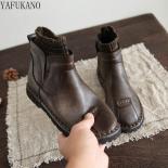 Mori Literary Retro Wool Mouth Ankle Boots Original Handmade Soft Sole Comfort Casual Short Boots Autumn Winter Women Bo