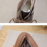Literary Retro Big Head Women Boots Thick Sole Lace Up Casual Warm Cotton Boots Original Handmade Short Boots Women Ankl