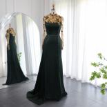 Sharon Said Luxury Dubai Olive Green Mermaid Evening Dress For Women Wedding Elegant Long Sleeve Muslim Formal Party Gow