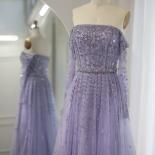 Sharon Said Luxury Dubai Nude Evening Dress 2023 Elegant Off Shoulder Long Sleeves Arabic Lilac Women Wedding Pary Gowns