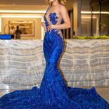 שמלות ערב אלגנטיות לנשים בתולת ים כחול רויאל נוצץ תחרה נצנצים שמלת מסיבת נשף שמלת מקסי חלוק חלוק סוריה