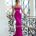  Mermaid Evening Dresses Long Luxury 2023 Crystal Rhinestone Fuchsia Prom Gowns For Women Elegant Party Formal فستا