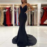 Black Mermaid Evening Dresses  Women's V Neck Slim Shoulder Robe Sleeveless 2023 Vestidos De Fiesta Elegantes Para Boda 