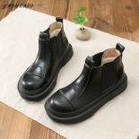 Retro British Style Small Leather Boots Thick Bottom College Chelsea Boots Student Short Boots Casual Women Boots Mori L