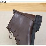 Retro British Style Widehead Small Leather Boots Keep Warm Zipper Short Boots Student Literary Women Boots Womens Ankle 