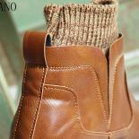 Womens Wool Mouth Women Boots Platform Casual Ankle Boots Handmade Thick Sole Big Head Short Boots Literary Retro Chelse