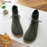 Mori Retro Literary Short Boots Autumn Winter Warm Woolen Mouth Soft Bottom Casual Ankle Boots Original Handmade Women B