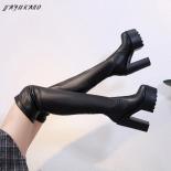 وفوق الركبة الأحذية 15 سم سوبر عالية الكعب أحذية طويلة جديد Stovepipe الأحذية النسائية الأزياء مطاطا التمهيد المرأة بو