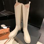 Women Knee High Boots Low Heels Genuine Leather Fashion Concise Casual Party Shoes Woman Autumn Winter 2024 New Size 41 