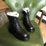Women Genuine Leather Snow Boots Fashion Female Lace Up Platform Shoes Ladies Black Round Toe Zipper Style  Winterankle 