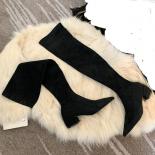 Brand Design Women Over The Knee Boots Newest Pointed Toe Thick Heels Cow Suede Leather Shoes Woman Fashion Popular Casu