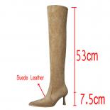 Suede Leather Thigh High Boots Poined Toe Women Knee High Boots High Heels Ladies Runway Party Wedding Shoes Size 34 43