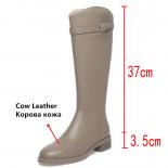 Genuine Leather Boots Women Winter Warm Back Zipper Party Basic Shoes Woman Riding Boots Round Toe Knee High Boots