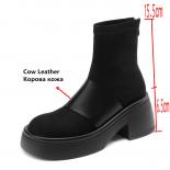 Leisure Women Ankle Boots Autumn Winter Platforms Genuine Leather Round Toe Basic Short Boots Shoes Woman Casual Outdoor