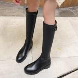 Brand Metal Decoration Women Kneehigh Boots Autumn Winter Genuine Leather Popular Fashion Cool Shoes Woman Size 41 42  W