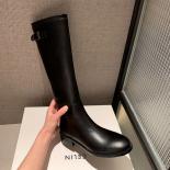 Brand Metal Decoration Women Kneehigh Boots Autumn Winter Genuine Leather Popular Fashion Cool Shoes Woman Size 41 42  W