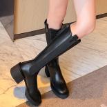 Brand Classic Women Knee High Boots Genuine Leather Thick Heels Platforms Shoes Woman 2023 Autumn Winter Casual Popular 