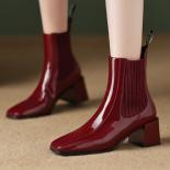 2024 Casual Women Ankle Boots Square High Heel Leisure Outdoor Shoes Woman Short Boots Stretch Autumn Knitting Size 34 4