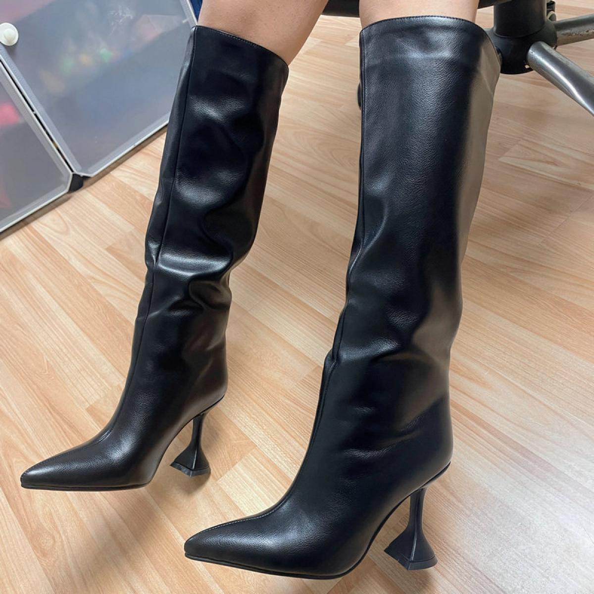 Thigh High Boots Poined Toe Women Knee High Boots Strange High Heels Ladies Runway Party Wedding Shoes Size 3443  Women'