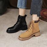 Genuine Leather Women Ankle Boots Cross Tied Platforms Casual Short Boots Spring Autumn Four Season Shoes Woman