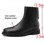 Women Snow Ankle Boots Winter Warm Outdoor Leisure Working Low Heels Cow Leather Wool Decoration Shoes Woman