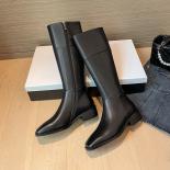 Women Knee High Boots Autumn Winter New Mixed Colors Genuine Leather Splicing Low Heels Casual Fashion Shoes Woman