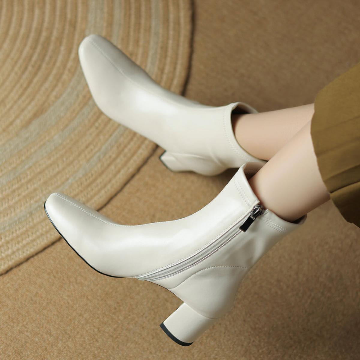 Senhoras de couro genu no trabalho vestido tornozelo botas