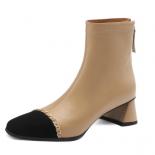 Mixed Colors Genuine Leather Women Ankle Boots Square Toe High Heels Dress Office Ladies Autumn Winter Shoes Woman