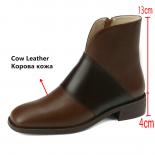 Women Ankle Boots Fashion Winter Mixed Colors Genuine Leather Thick Med Heels Shoes Woman Working Casual Size 34 40