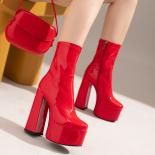  Ankle Boots For Women Platform Shoes Lady High Heels Black Red Green Yellow Beige Patent Leather Winter Autumn Boots