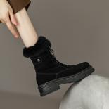 Sweet Women Wool Cow Suede Ankle Boots Female Lace Up Snow Boots Dancing Casual Shoes Woman Newest Flats Platform Boots