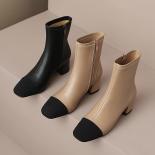 Mixed Colors Genuine Leather Women Ankle Boots High Heels Ladies Basic Dress Party Shoes Autumn Winter Size 41 42 43  Wo