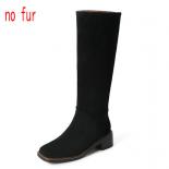 Women‘s Slouch Knee High Boots Suede Leather Wide Calf Long Shoes Square Toe Thick Heels Brand Design Winter Plus Size