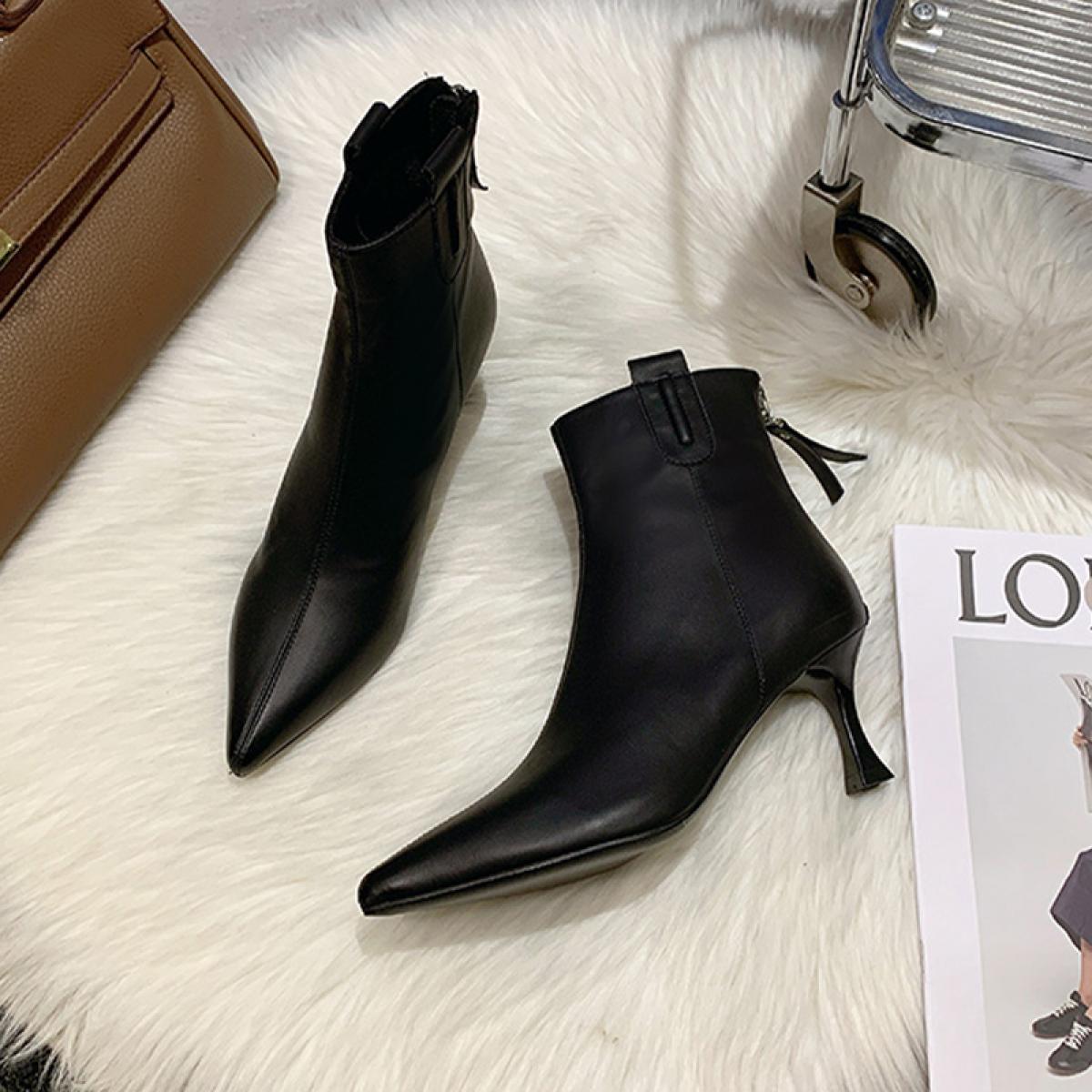 2023 New Winter Women Chelsea Boots Stilettos Shoes Fashion Ankle Motorcycle Boots Gladiator Zipper Snow Boots Punk Lady