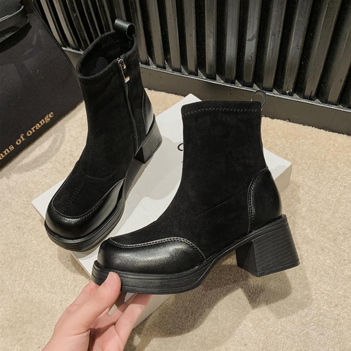 Stretch Boots Women Shoes Warm Ankle 2023 New Trend Winter Chelsea Boots Casual Gladiator Motorcycle Boots Goth Mujer Sn