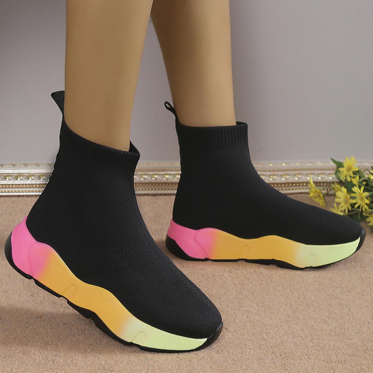 Women Winter Ankle Flats Shoes Platform Fashion Chelsea Boots 2023 Casual Knitting Weave Walking New Trend Goth Women So