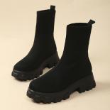 Women Platform Chelsea Boots Ankle Flats Weave Shoes Winter New Trend Casual Goth Knitting Sock Boots 2023 Fashion Women