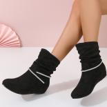 Women New Suede Ankle Boots Flats Shoes 2023 Winter Designer Pleated Chelsea Boots Casual Shoes Fashion Mujer Snow Zapat
