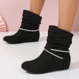 Women New Suede Ankle Boots Flats Shoes 2023 Winter Designer Pleated Chelsea Boots Casual Shoes Fashion Mujer Snow Zapat