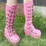 Knee High Boots Motorcycle Women Chelsea High Heels Wedges Platform Shoes Fashion 2023 New Winter Pumps Designer Ladies 