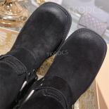Cow Suede Leather Women Long Boots Knee High Half Booties Metal Buckle Round Toe Chunky Heel Boots Women Slip On Knight 