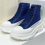 Runway Men Short Boots Platform Height Increasing Colorful Lace Up Lovers Shoes Designer Round Toe Flat Women High Top S