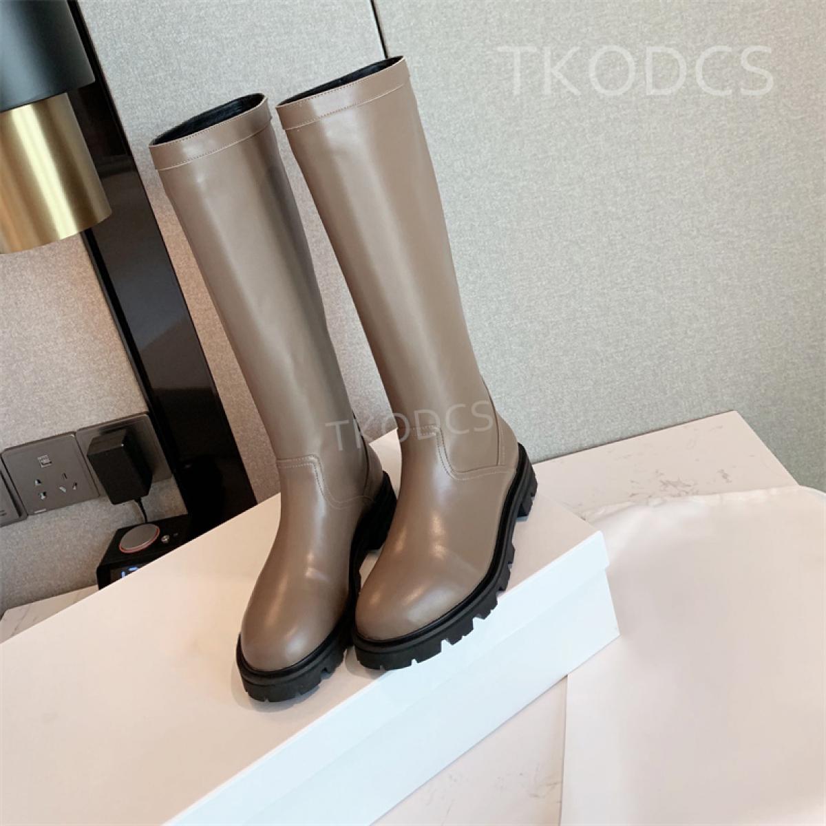 Women Long Boots Genuine Leather Ladies Classic Boots Women Platform Knee High Boots Round Toe Basic Boots Fashion Knigh