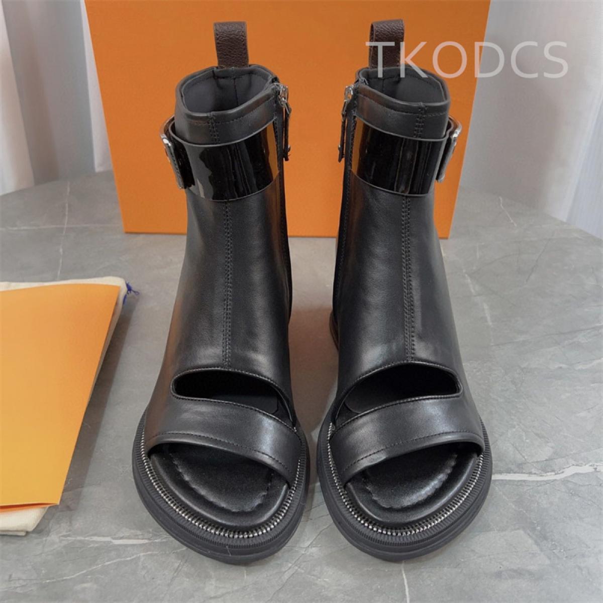 High Quality New Belt Buckle Short Boots Women Open Toe Sandals Casual Vacation Party High Heels Sandals Summer Cool Ank