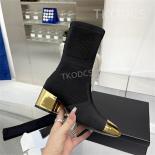 Women Round Toe Ankle Boots Fashion Patent Leather Short Boots Med Heels Cowhide Zip Boots Stretch Fabric Women Patchwor